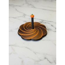 Alvera Decor Spiral Halkalı Balkabağı Dekoratif Obje Dönen Kinetik Masa Aksesuarı Sonbahar Turuncu Siyah