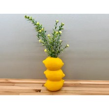 Alvera Decor Limon Formlu Dekoratif Vazo Üst Üste Limon Tasarımlı Mutfak Çiçekliği Kuru Çiçek Vazosu Sarı