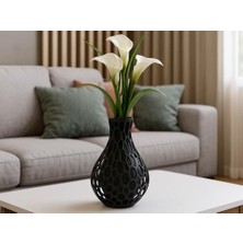 Alvera Decor Delik Desenli Dekoratif Vazo Modern Petek Dokulu Kuru Çiçek Vazosu Heykelsi Obje Siyah