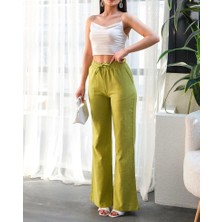 Pazen Moda Kadın Yüksek Belketen Bol Paça Pantolo