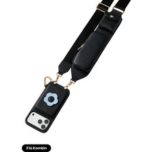 COGURE Hera iPhone 18 Pro / 17 Pro Uyumlu Çiçek Magsafe Cüzdan, Cepli Gözlük Askısı, Kılıf 3'lü Siyah Set