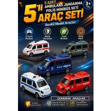 Oyuncak Sahili Araç Set 5 Adet Çek Bırak 112 Acil Minibüs Set Ambulans Itfaiye Polis Jandarma Emniyet 11CM