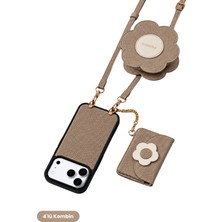 COGURE Hera iPhone 18 Pro / 17 Pro Uyumlu Çiçek Magsafe Cüzdan, Mini Çanta, Crossbody Askı, Kılıf 4'lü Set