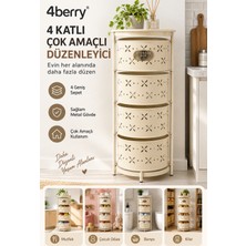 4Berry 4 Katlı Metal Çok Amaçlı Düzenleyici Sepet – Mutfak Sebzelik, Oyuncak, Banyo ve Ev Organizeri