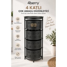 4Berry 4 Katlı Metal Çok Amaçlı Düzenleyici Sepet – Mutfak Sebzelik, Oyuncak, Banyo ve Ev Organizeri