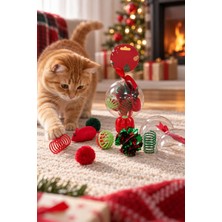 Yenilig 5 Adet Küre Içinde Kedi Oyuncak Seti – Yılbaşı Konseptli 8 Parça Festive Cat Toy, Zilli Toplar, Ponponlar, Peluş Sürprizler
