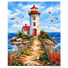 Hobby Mood Deniz Feneri 5d Diamond Painting - Elmas Mozaik Tablo Boyama Hobi Seti Kiti - 40X50 cm