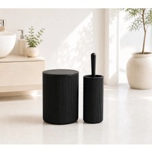 Kitchen Line Modern Çizgili Banyo Çöp Kovası (6,25 Litre) & Tuvalet Fırçası Seti – Ikili Set, Dayanıklı Plastik