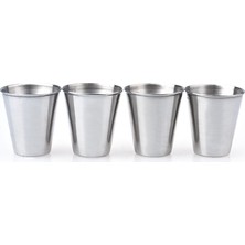 Weather Forecast 4 Adet Paslanmaz Çelik Shot Kahve Mug 70 ml Gümüş Renkli Kamp Bardağı DF37X