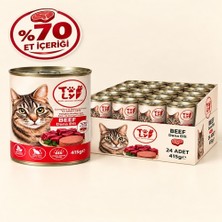 Toly Evcil Hayvan Ürünleri Toly Dana Etli Premium Kedi Yaş Mama Konservesi 415 gr x 24 Adet