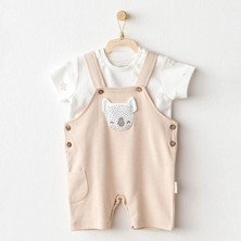 Andywawa AC25845 Happy Animals Bebek Salopet Takım Beige