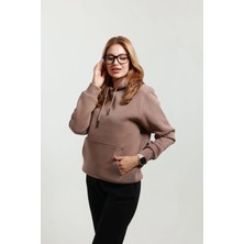 TKT Kadın Kapüşonlu Kanguru Cepli Sweat 3 Iplik ( Yumuşacık Puf Kumaş )