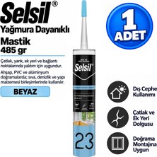 Selsil Arge Toptan Yağmura Dayanıklı Mastik Tek Bileşenli Su Geçirmez 485 gr Beyaz 1 Adet