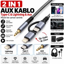 Hadron GJ-027 3.5mm To Type-C + Lıghtnıng Kablo Aux Car Siyah