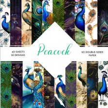 Zemira Peacock Scrapbook Paper: | Ephemera Peacock Paper | 8.5 x 8.5 Inch | Peacocks Themed Patterns