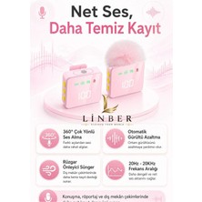Kablosuz Tüylü Pembe Yaka Mikrofonu 1 Alıcı 2 Verici Şarj Kutulu Dijital Ekranlı 2.4g Gürültü Azaltmalı Type-C Lightning Uyumlu Mikrofon Seti