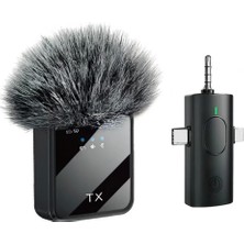 Kablosuz Tüylü Yaka Mikrofonu F11 Model 3'ü 1 Arada Type-C Ios 3.5mm Uyumlu Tekli Set Tak Çalıştır