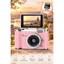 Seyutech 4K Dijital Fotoğraf Makinesi 48MP Flip Ekranlı 8x Zoom Flaşlı 64GB Sd Kart Hediyeli Selfie Video Vlog Kamerası