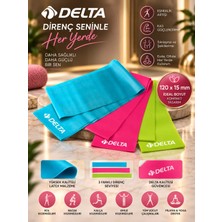 Delta 3 'lü Pilates Bandı  120 cm x 15 cm Egzersiz Direnç Lastiği