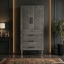 Yurkan Granada Çok Amaçlı Dolap 60 cm 2 Kapak 3 Çekmece Koyu Oksit - Çok Amaçlı Raflı Dolap
