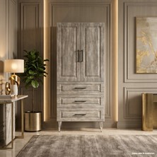 Yurkan Chamonix Çok Amaçlı Dolap 60 cm 2 Kapak 3 Çekmece Koyu Ventura - Çok Amaçlı Çekmeceli Dolap