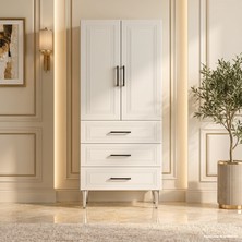 Yurkan Lucca Çok Amaçlı Dolap 60 cm 2 Kapak 3 Çekmece Bute Beyaz - Çok Amaçlı Mutfak Dolabı