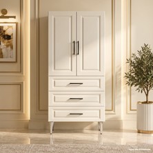 Yurkan Como Çok Amaçlı Dolap 60 cm 2 Kapak 3 Çekmece Lake Saf Beyaz Ral 9010 - Çok Amaçlı Mutfak Dolabı