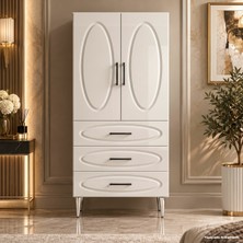 Yurkan Trianon Çok Amaçlı Dolap 60 cm 2 Kapak 3 Çekmece Parlak Beyaz - Çok Amaçlı Erzak Dolabı