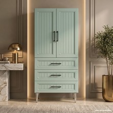 Yurkan Charleston Çok Amaçlı Dolap 60 cm 2 Kapak 3 Çekmece Soft Mint Yeşili - Çok Amaçlı Çekmeceli Dolap