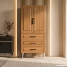 Yurkan Siena Çok Amaçlı Dolap 60 cm 2 Kapak 3 Çekmece Açık Italyan Ceviz - Çok Amaçlı Kiler Dolabı