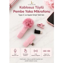 Pembe Kablosuz Yaka Mikrofonu (Tekli) – Tak Çalıştır, Ios Uyumlu, 6-8 Saat Kullanım (1 Adet)