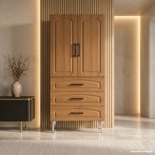 Yurkan Montalcino Çok Amaçlı Dolap 60 cm 2 Kapak 3 Çekmece Açık Italyan Ceviz - Çok Amaçlı Banyo Dolabı