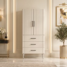 Yurkan Saint-Tropez Çok Amaçlı Dolap 60 cm 2 Kapak 3 Çekmece Parlak Krem - Çok Amaçlı Çekmeceli Dolap