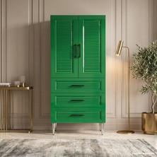 Yurkan Varenna Çok Amaçlı Dolap 60 cm 2 Kapak 3 Çekmece Lake Zümrüt Yeşili - Çok Amaçlı Çekmeceli Dolap