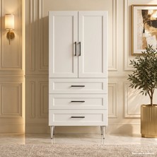 Yurkan Lugano Çok Amaçlı Dolap 60 cm 2 Kapak 3 Çekmece Lake Saf Beyaz Ral 9010 - Çok Amaçlı Kiler Dolabı