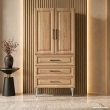Yurkan Gstaad Çok Amaçlı Dolap 60 cm 2 Kapak 3 Çekmece Pelit Ahşap - Çok Amaçlı Banyo Dolabı
