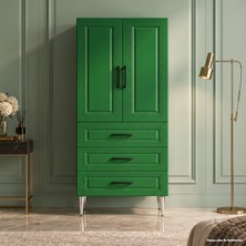 Yurkan Caserta Çok Amaçlı Dolap 60 cm 2 Kapak 3 Çekmece Lake Zümrüt Yeşili - Çok Amaçlı Banyo Dolabı