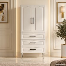 Yurkan Giverny Çok Amaçlı Dolap 60 cm 2 Kapak 3 Çekmece Soft Beyaz - Çok Amaçlı Çekmeceli Dolap