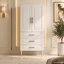 Yurkan Assisi Çok Amaçlı Dolap 60 cm 2 Kapak 3 Çekmece Bute Beyaz - Çok Amaçlı Erzak Dolabı