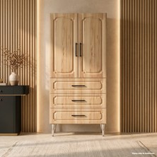 Yurkan Courchevel Çok Amaçlı Dolap 60 cm 2 Kapak 3 Çekmece Pelit Ahşap - Çok Amaçlı Banyo Dolabı