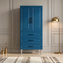 Yurkan Bellagio Çok Amaçlı Dolap 60 cm 2 Kapak 3 Çekmece Lake Centiyane Mavisi - Çok Amaçlı Raflı Dolap