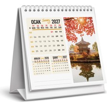 Naturel Basım 2027 Manzara Masa Takvimi 16X15 CM Sert Alt Taşıyıcı ile Standart Renk