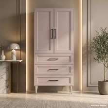 Yurkan Portofino Çok Amaçlı Dolap 60 cm 2 Kapak 3 Çekmece Soft Pudra - Çok Amaçlı Raflı Dolap