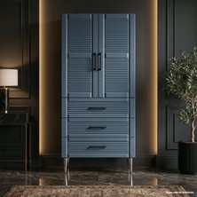 Yurkan Santorini Çok Amaçlı Dolap 60 cm 2 Kapak 3 Çekmece Soft Kozmik Mavi - Çok Amaçlı Çekmeceli Dolap