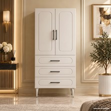 Yurkan Ostuni Çok Amaçlı Dolap 60 cm 2 Kapak 3 Çekmece Soft Beyaz - Çok Amaçlı Kiler Dolabı