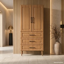Yurkan Montepulciano Çok Amaçlı Dolap 60 cm 2 Kapak 3 Çekmece Açık Italyan Ceviz - Çok Amaçlı Raflı Dolap