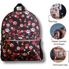 Pawlook x Human Sırt Çantası – Laptop Bölmeli, Su Geçirmez Ön Cepli, 15" Uyumu, Termos Bölmeli, Ayarlanabilir Askılı, Ergonomik & Şık Tasarım, Kırmızı Pati