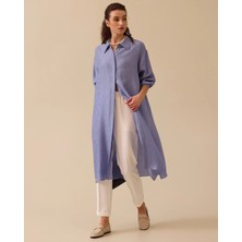 Scl Oversized Midi Gömlek Yaka Kadın Tunik - Günlük Şıklık