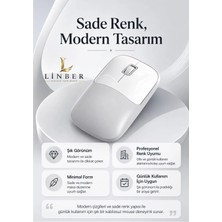 Şarjlı Kablosuz Gri Mouse Bluetooth + 2.4g Çift Modlu Type-C Şarjlı Sessiz Tuşlu Ergonomik Optik 1200/1600 Dpı Taşınabilir Mouse
