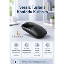 Şarjlı Kablosuz Siyah Mouse Bluetooth + 2.4g Çift Modlu Type-C Şarjlı Sessiz Tuşlu Ergonomik Optik 1200/1600 Dpı Taşınabilir Mouse